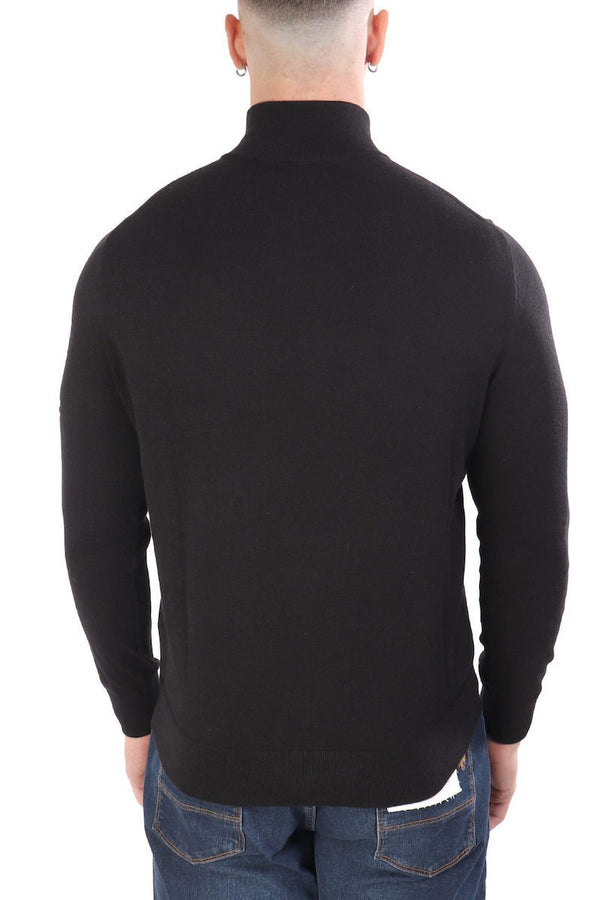 ΜΠΛΟΥΖΑ NAUTICA ΠΛΕΚΤΗ ΜΕ ΦΕΡΜΟΥΑΡ ΣΤΟ ΛΑΙΜΟ BLACK