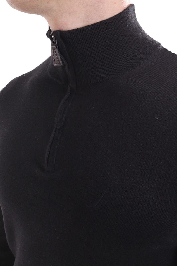 ΜΠΛΟΥΖΑ NAUTICA ΠΛΕΚΤΗ ΜΕ ΦΕΡΜΟΥΑΡ ΣΤΟ ΛΑΙΜΟ BLACK