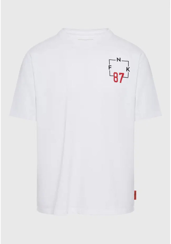 T-SHIRT FUNKY BUDDHA RELAXED FIT ME TEXT ARTWORK ΤΥΠΩΜΑ ΛΕΥΚΟ