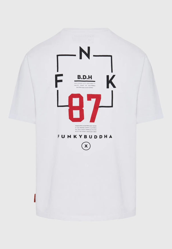 T-SHIRT FUNKY BUDDHA RELAXED FIT ME TEXT ARTWORK ΤΥΠΩΜΑ ΛΕΥΚΟ