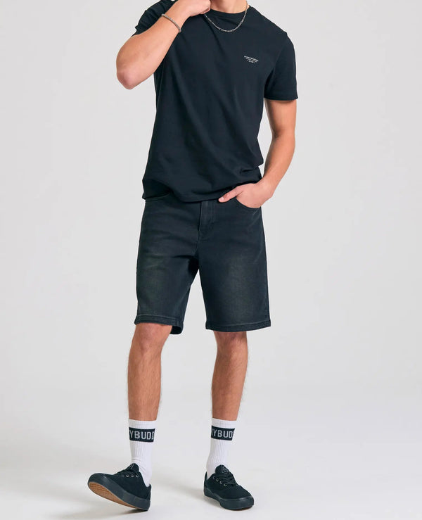 T-SHIRT THE ESSENTIALS FUNKY BUDDHA ΜΕ ΛΑΙΜΟΚΟΨΗ BLACK
