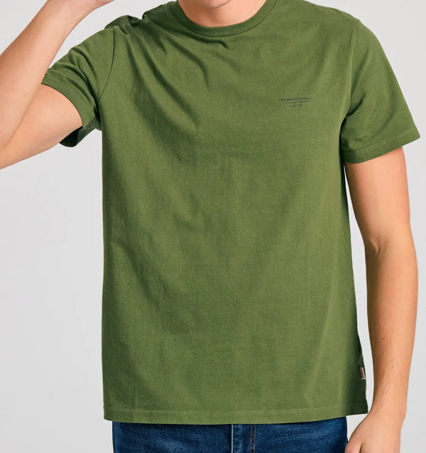 T-SHIRT THE ESSENTIALS FUNKY BUDDHA ΜΕ ΛΑΙΜΟΚΟΨΗ ΧΑΚΙ
