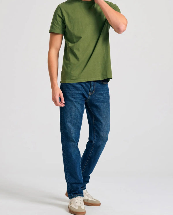 T-SHIRT THE ESSENTIALS FUNKY BUDDHA ΜΕ ΛΑΙΜΟΚΟΨΗ ΧΑΚΙ