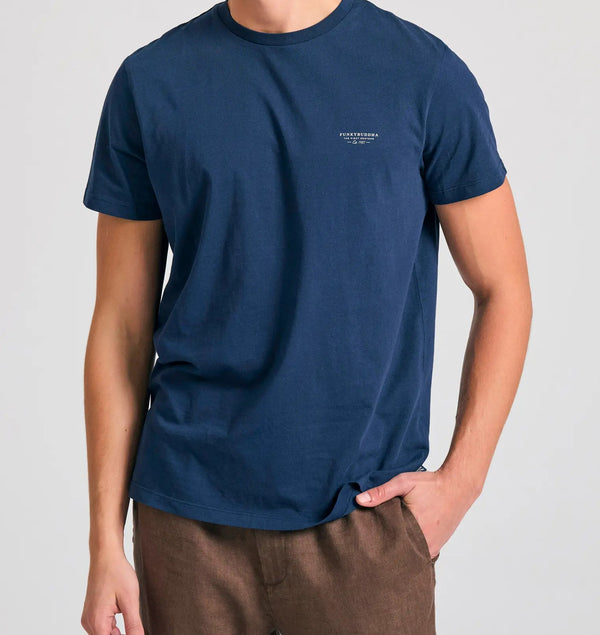 T-SHIRT THE ESSENTIALS FUNKY BUDDHA ΜΕ ΛΑΙΜΟΚΟΨΗ NAVY
