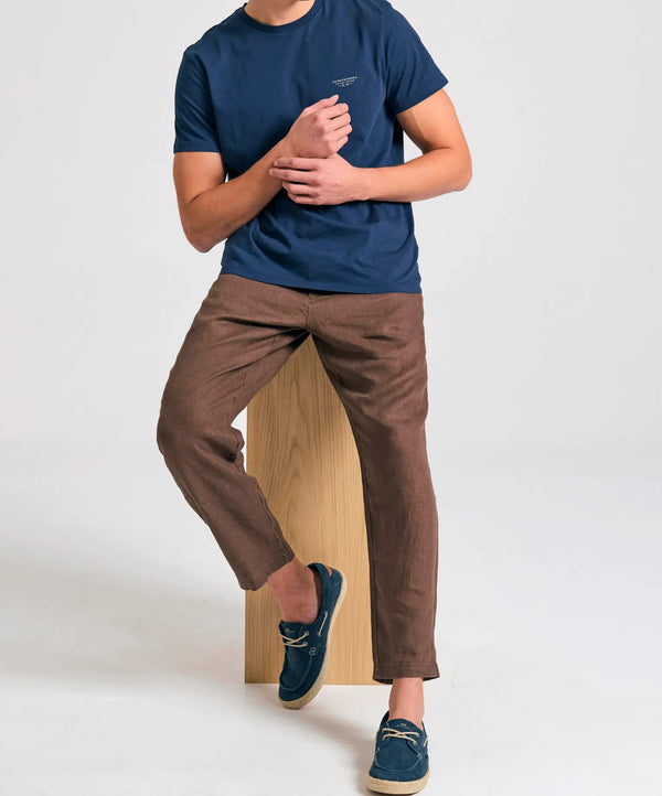 T-SHIRT THE ESSENTIALS FUNKY BUDDHA ΜΕ ΛΑΙΜΟΚΟΨΗ NAVY