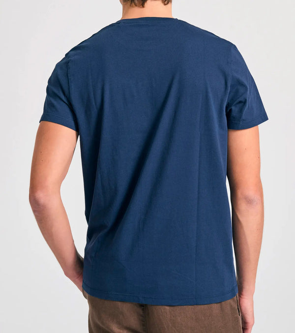 T-SHIRT THE ESSENTIALS FUNKY BUDDHA ΜΕ ΛΑΙΜΟΚΟΨΗ NAVY