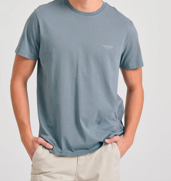 T-SHIRT THE ESSENTIALS FUNKY BUDDHA ΜΕ ΛΑΙΜΟΚΟΨΗ STEEL GREY