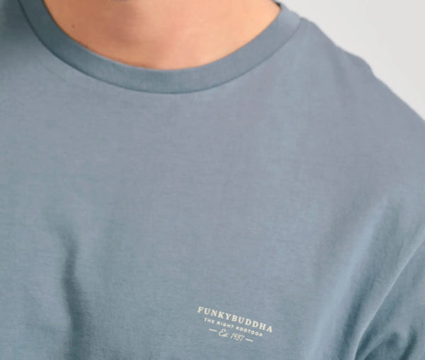 T-SHIRT THE ESSENTIALS FUNKY BUDDHA ΜΕ ΛΑΙΜΟΚΟΨΗ STEEL GREY