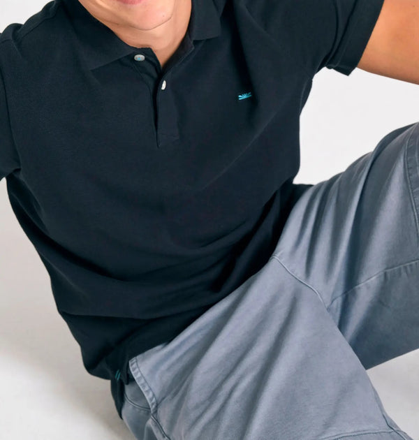 Μπλούζα Polo Funky Buddha με κεντημένο Logo Black