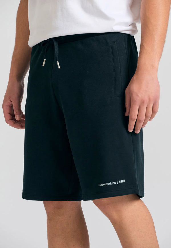 Funky Buddha Wide leg fit αθλητική βερμούδα Μαυρη