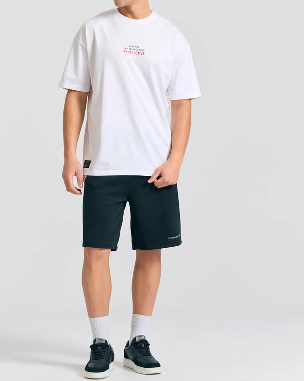 Funky Buddha Wide leg fit αθλητική βερμούδα Μαυρη