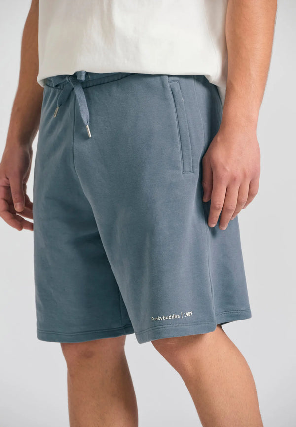 Funky Buddha Wide leg fit αθλητική βερμούδα Steel Grey