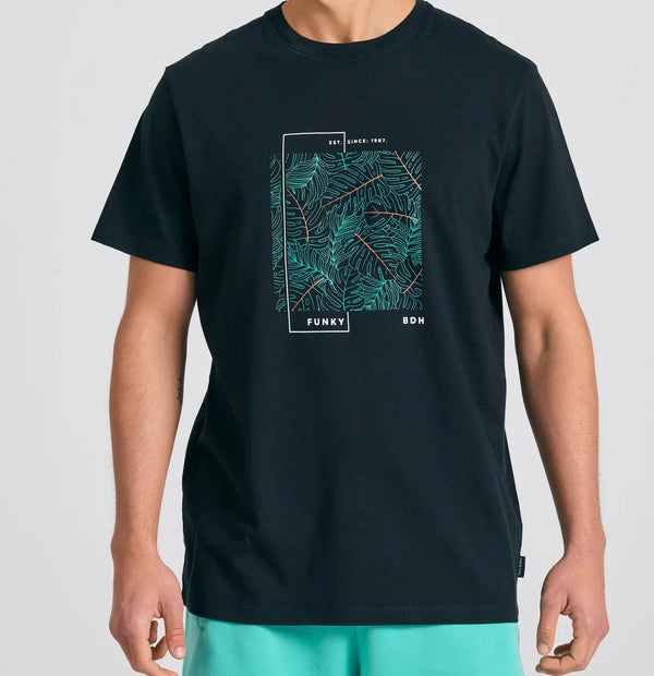 T-shirt Funky Buddha με abstract frame τύπωμα Μαυρο
