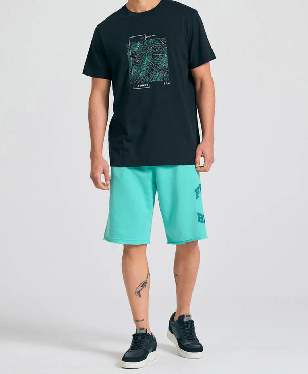 T-shirt Funky Buddha με abstract frame τύπωμα Μαυρο