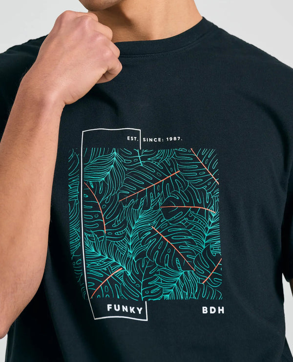 T-shirt Funky Buddha με abstract frame τύπωμα Μαυρο