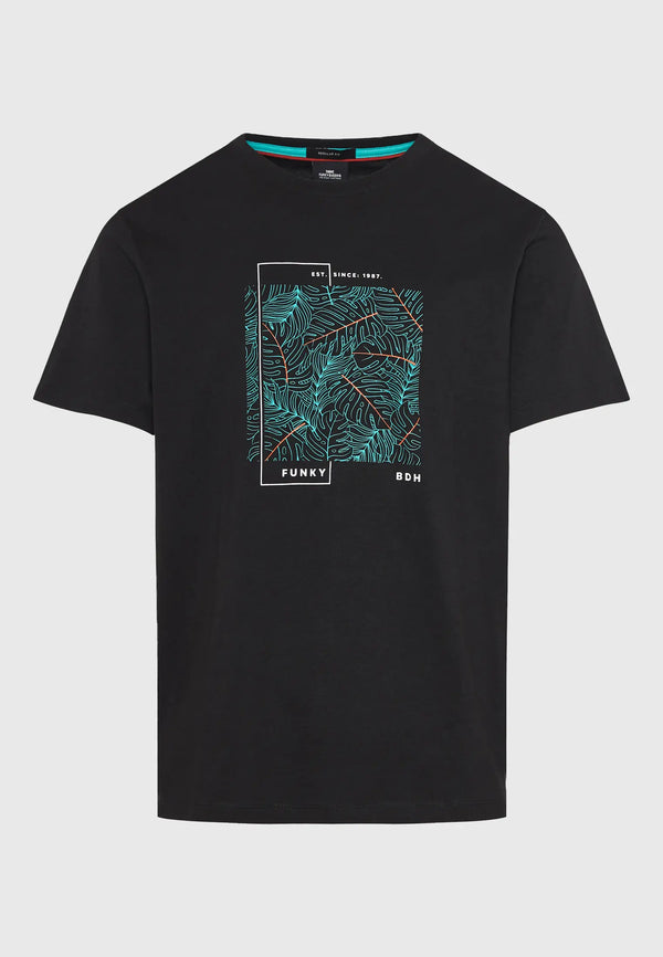 T-shirt Funky Buddha με abstract frame τύπωμα Μαυρο