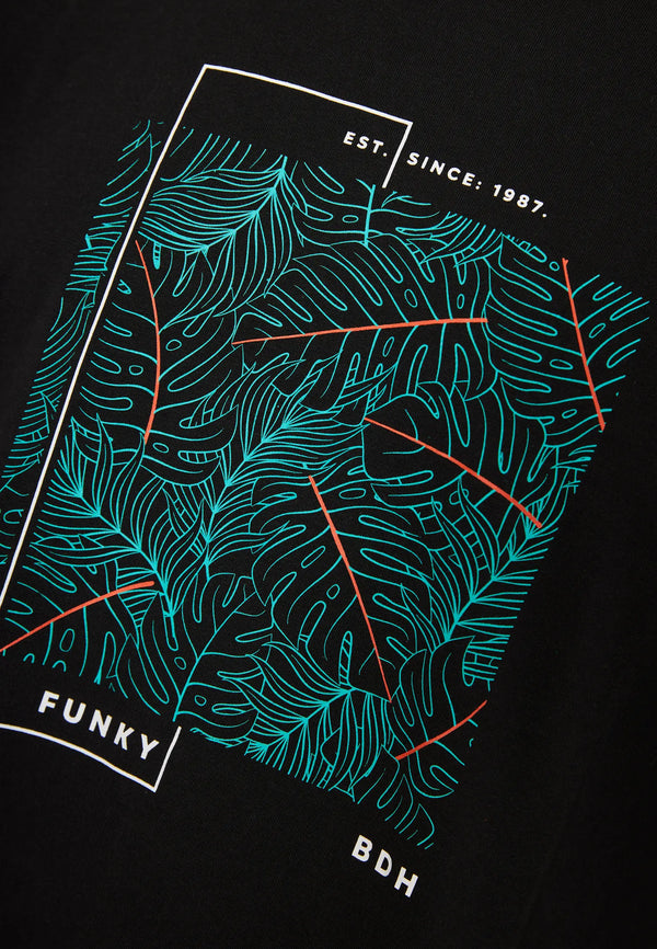 T-shirt Funky Buddha με abstract frame τύπωμα Μαυρο
