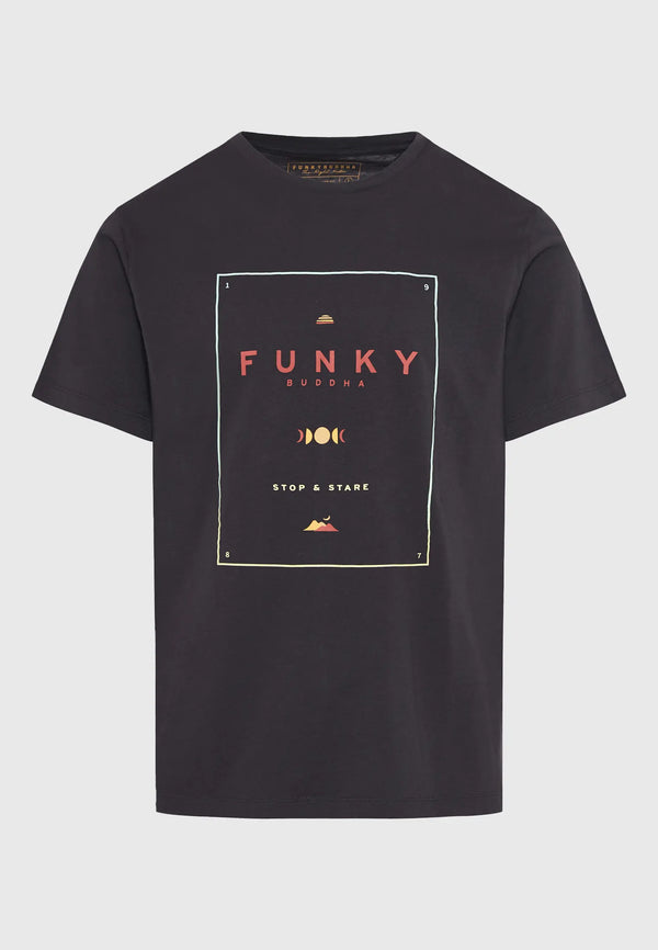 T-SHIRT FUNKY BUDDHA ORGANIC COTTON ME BRANDED ΤΥΠΩΜΑ  ANTHRACITE