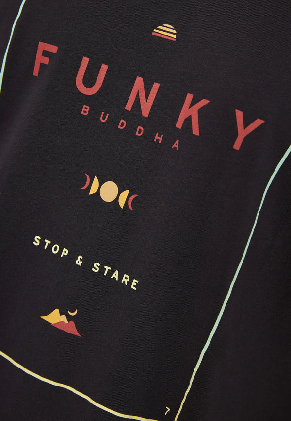 T-SHIRT FUNKY BUDDHA ORGANIC COTTON ME BRANDED ΤΥΠΩΜΑ  ANTHRACITE