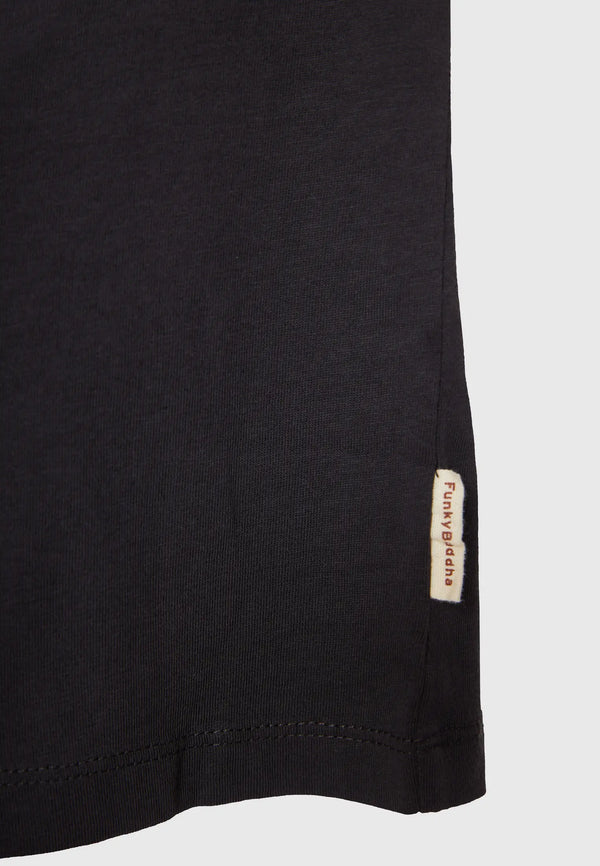 T-SHIRT FUNKY BUDDHA ORGANIC COTTON ME BRANDED ΤΥΠΩΜΑ  ANTHRACITE