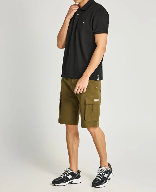 Μπλούζα Polo Funky Buddha με κεντημένο Logo Black