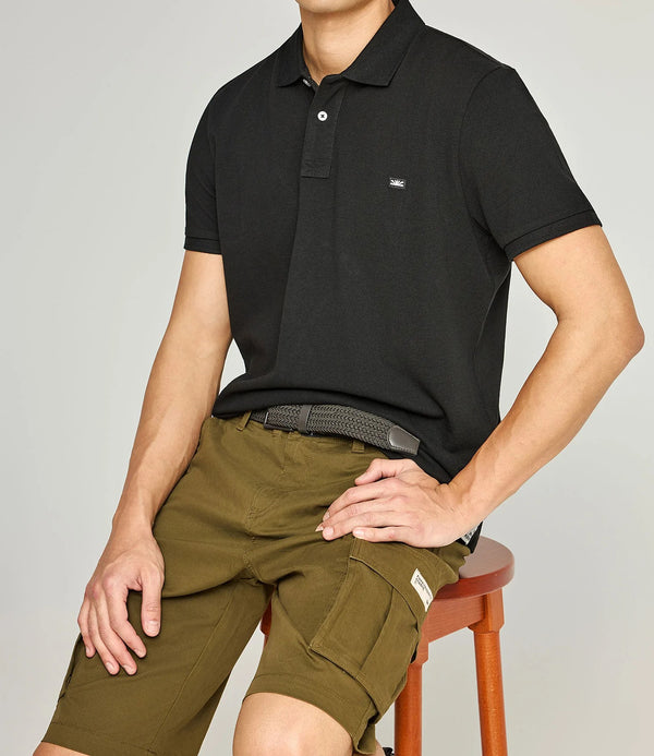 Μπλούζα Polo Funky Buddha με κεντημένο Logo Black