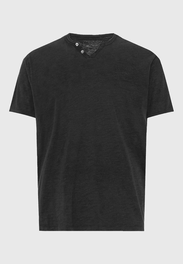 T-shirt Essential με λαιμό V Funky Buddha Μαύρο