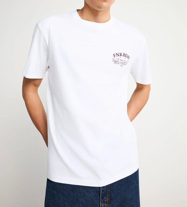 Ανδρικό relaxed t-shirt Funky Buddha με τύπωμα στην πλάτη White