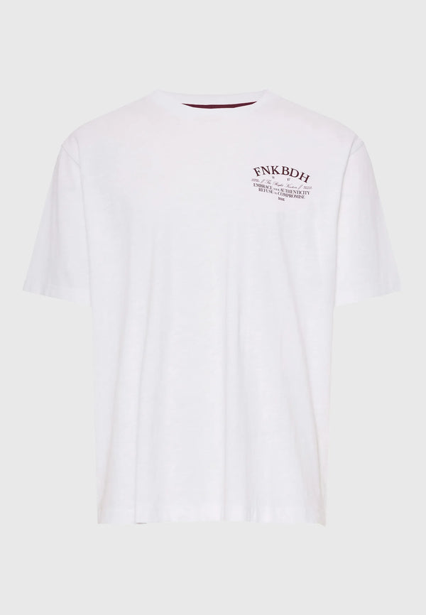 Ανδρικό relaxed t-shirt Funky Buddha με τύπωμα στην πλάτη White