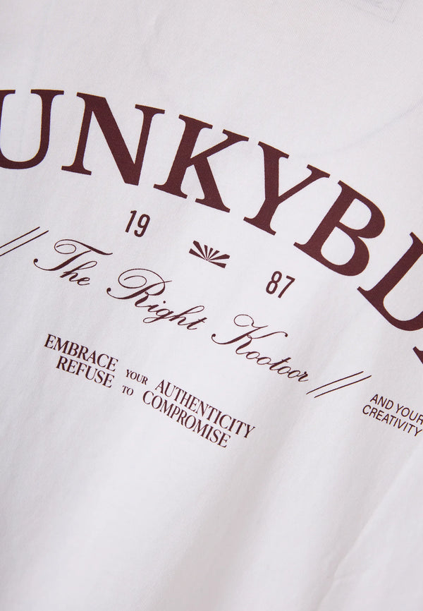 Ανδρικό relaxed t-shirt Funky Buddha με τύπωμα στην πλάτη White