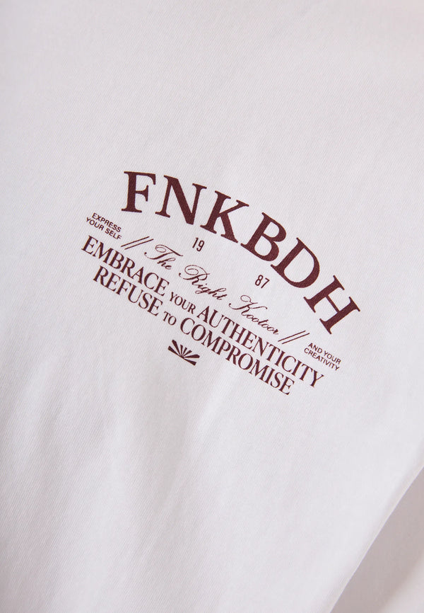 Ανδρικό relaxed t-shirt Funky Buddha με τύπωμα στην πλάτη White