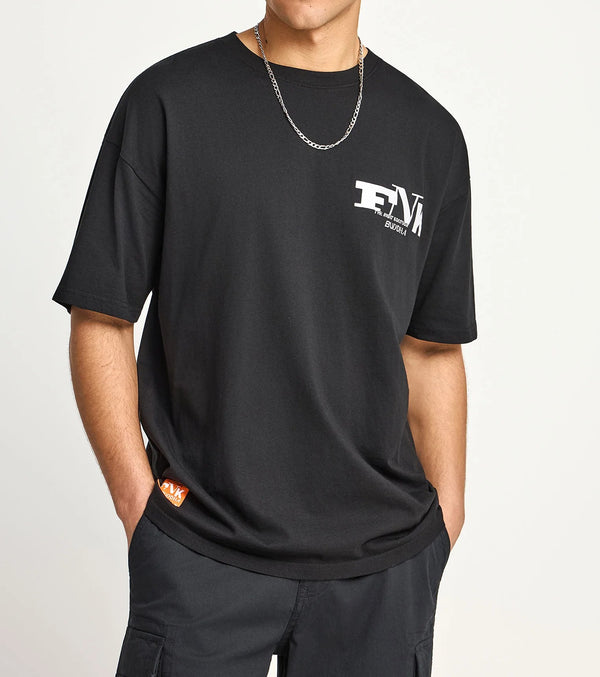 Ανδρικό oversized t-shirt Funky Buddha με τύπωμα στην πλάτη Black