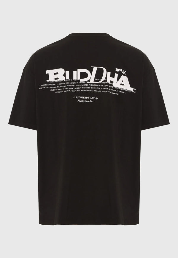 Ανδρικό oversized t-shirt Funky Buddha με τύπωμα στην πλάτη Black