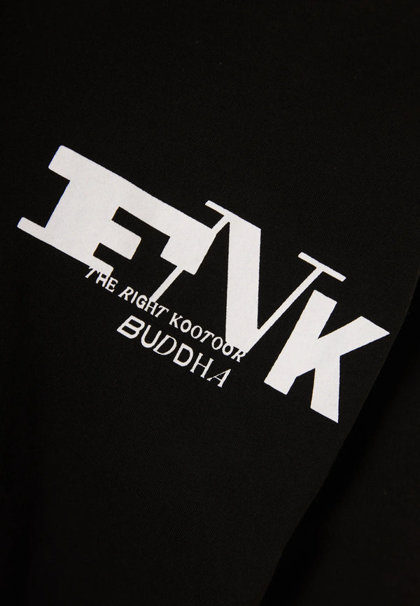 Ανδρικό oversized t-shirt Funky Buddha με τύπωμα στην πλάτη Black