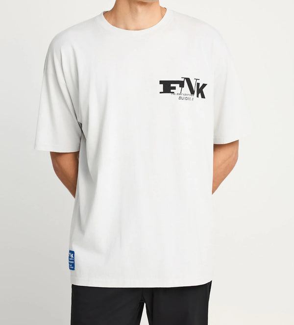 Ανδρικό oversized t-shirt Funky Buddha με τύπωμα στην πλάτη Mist