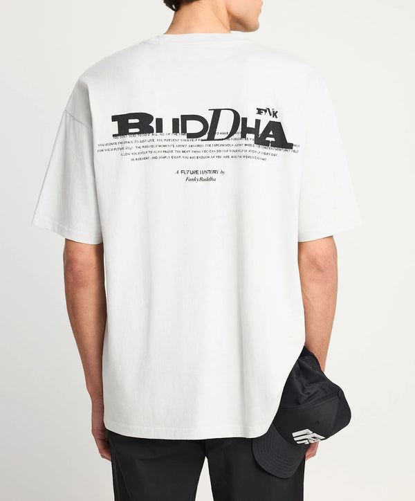 Ανδρικό oversized t-shirt Funky Buddha με τύπωμα στην πλάτη Mist