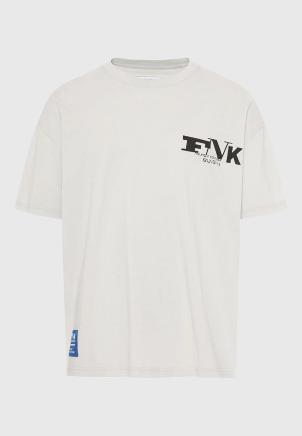 Ανδρικό oversized t-shirt Funky Buddha με τύπωμα στην πλάτη Mist