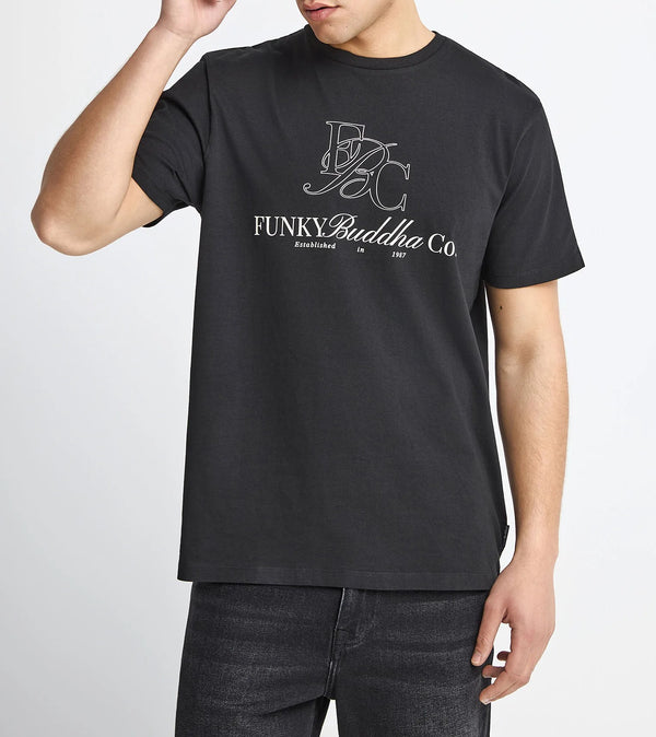 Ανδρικό βαμβακερό t-shirt  Funky Buddha με τύπωμα Μαύρο
