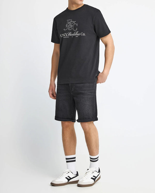 Ανδρικό βαμβακερό t-shirt  Funky Buddha με τύπωμα Μαύρο