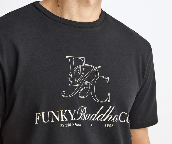 Ανδρικό βαμβακερό t-shirt  Funky Buddha με τύπωμα Μαύρο