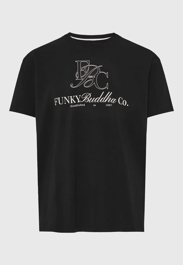 Ανδρικό βαμβακερό t-shirt  Funky Buddha με τύπωμα Μαύρο