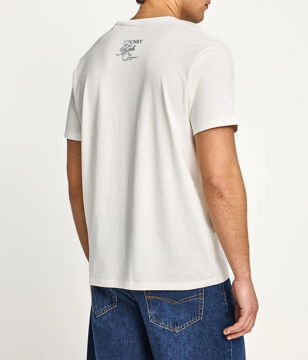 Ανδρικό βαμβακερό t-shirt Funky Buddha με τύπωμα Λευκό
