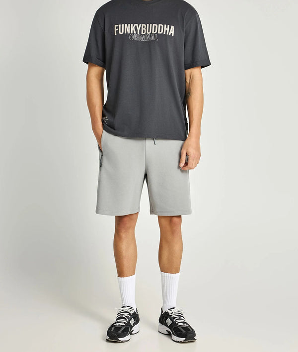 Ανδρικό relaxed t-shirt Funky Buddha με τύπωμα Anthracite