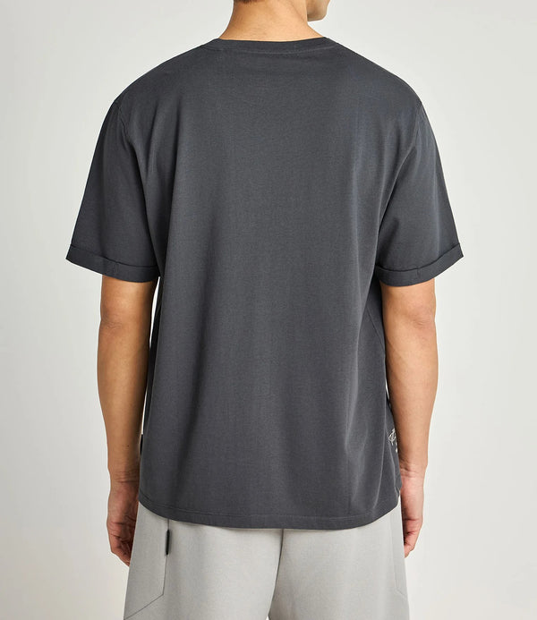 Ανδρικό relaxed t-shirt Funky Buddha με τύπωμα Anthracite