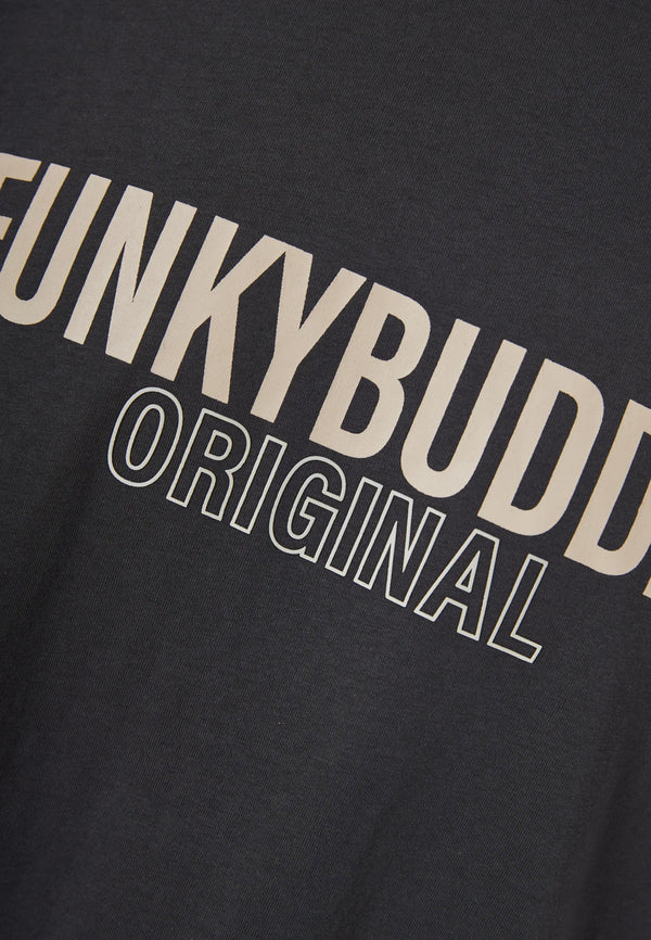 Ανδρικό relaxed t-shirt Funky Buddha με τύπωμα Anthracite