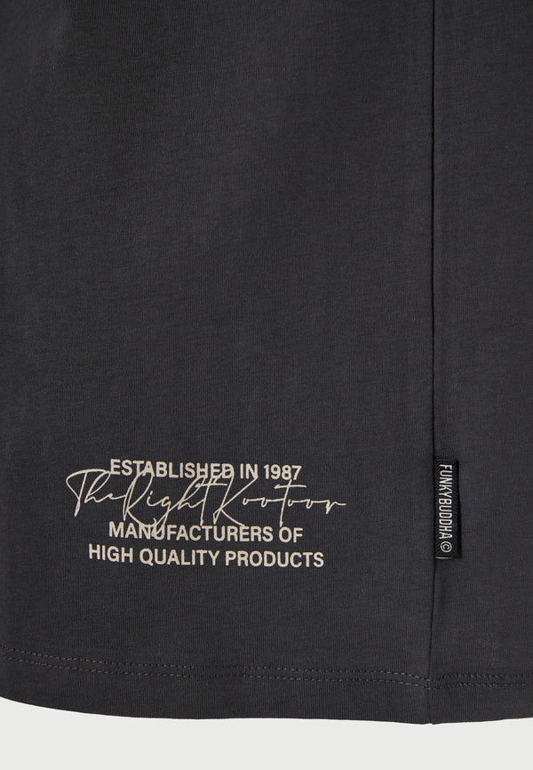 Ανδρικό relaxed t-shirt Funky Buddha με τύπωμα Anthracite