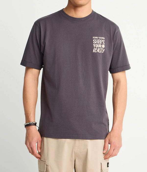 T-shirt Funky Buddha με τύπωμα στην πλάτη Anthracite