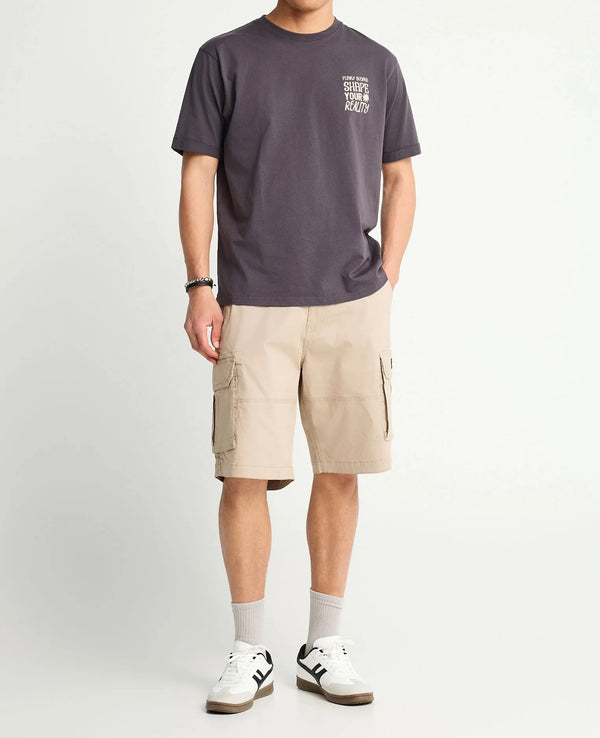 T-shirt Funky Buddha με τύπωμα στην πλάτη Anthracite