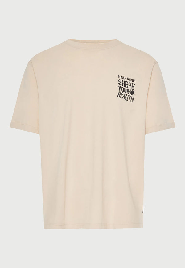 T-shirt Funky Buddha με τύπωμα στην πλάτη Cloud Cream