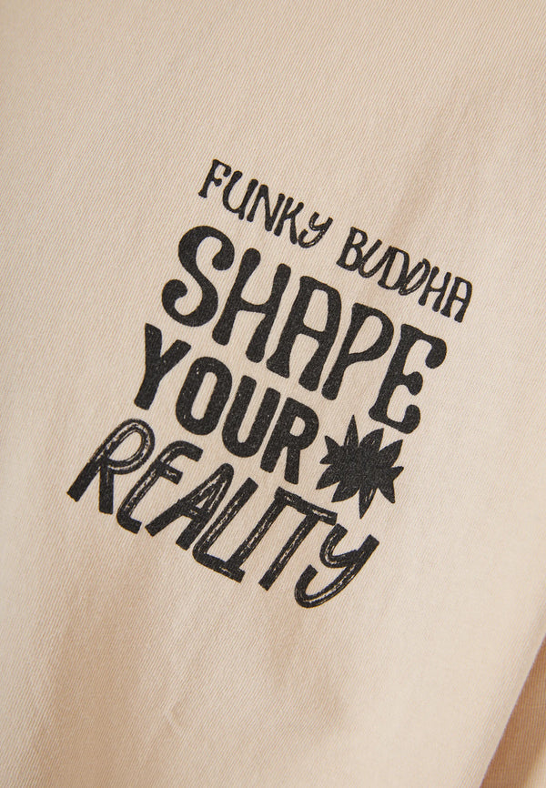 T-shirt Funky Buddha με τύπωμα στην πλάτη Cloud Cream